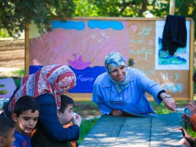 Children with intellectual disabilities learning different skills in an outdoor setting